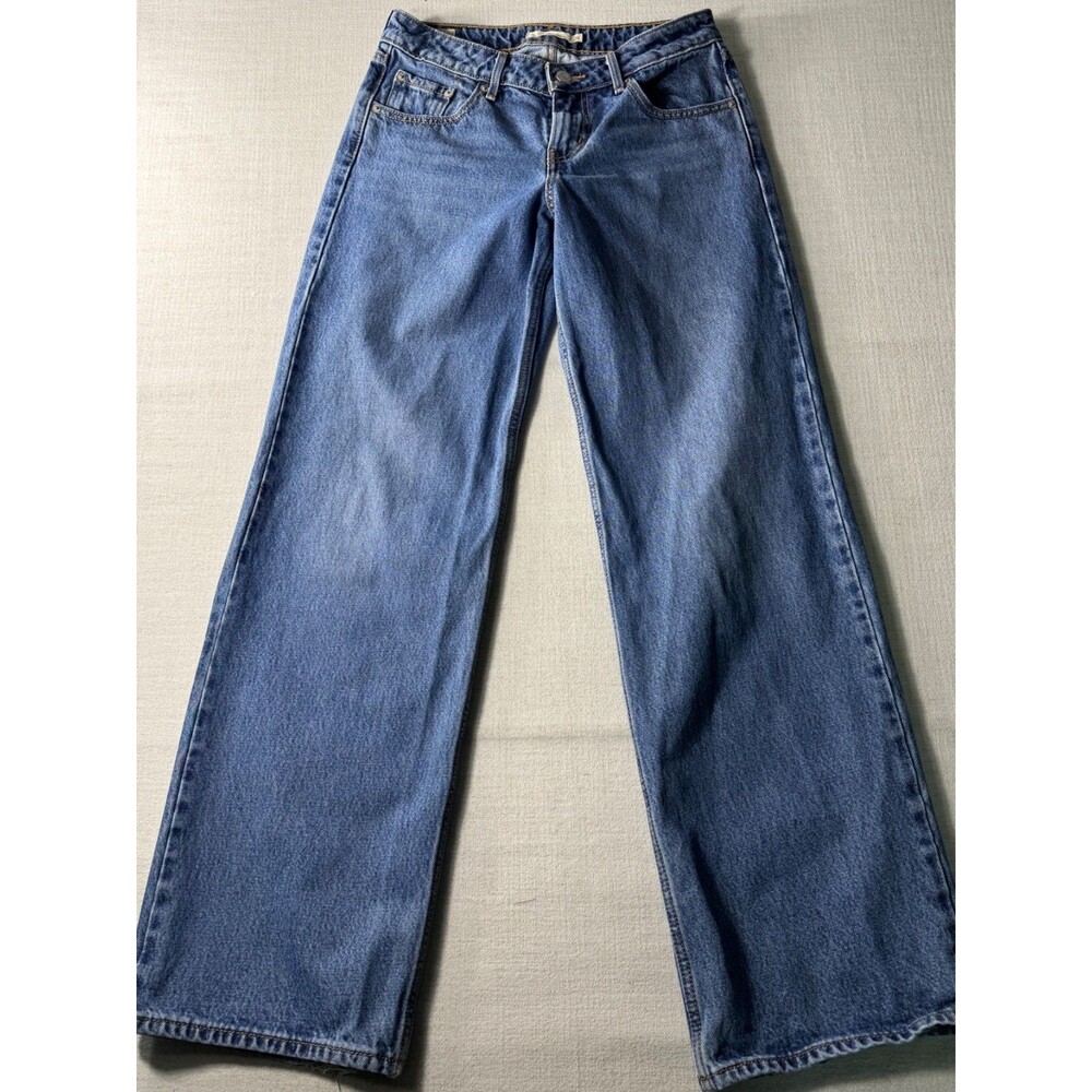 Levi's Women's Low Loose Blue Denim Jeans 26 Wide Leg Big E 26x32 Wide Leg Baggy